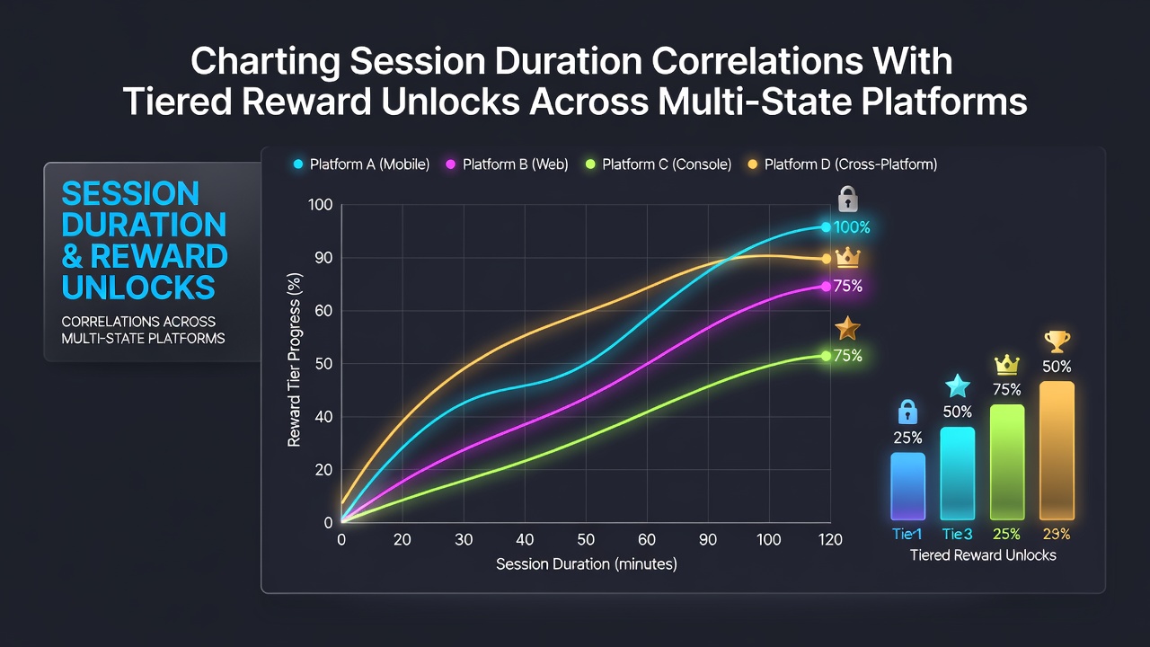 Data visualization showing session duration trends aligned with reward tier thresholds on multi-state gaming platforms