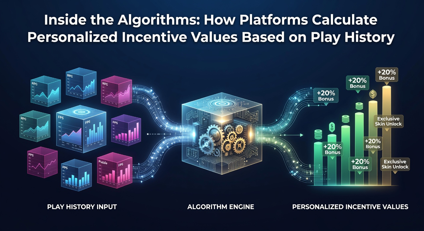 Diagram showing algorithmic data flow from player history to personalized incentive calculations in digital gaming platforms