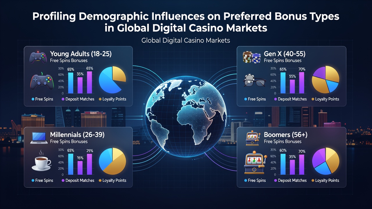 Global digital casino platforms display various bonus options tailored to different player demographics across regions